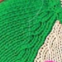 BiBi Crochet Flower Patches Striped Rib Band Sweater