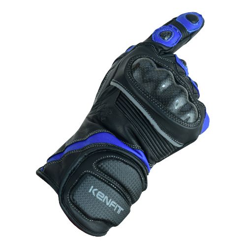 Winter Motorcycle Blue Leather Gloves Hipora Unisex Thermal Heated Knuckle Protection KENFIT