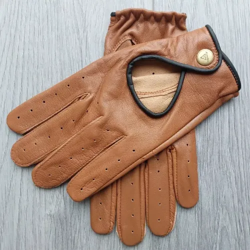 Tan Leather Driving Gloves mens driving mittens Cycling Fashion Leather Gloves Kenfit