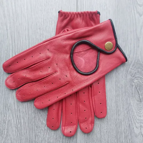 Leather Driving Fashion Gloves men Cycling Vintage Closure Button Sheepskin Gloves Kenfit