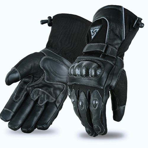 Motorbike MC Moto Motorcycle Leather Gloves Winter Heated TPU Knuckle Protection KENFIT